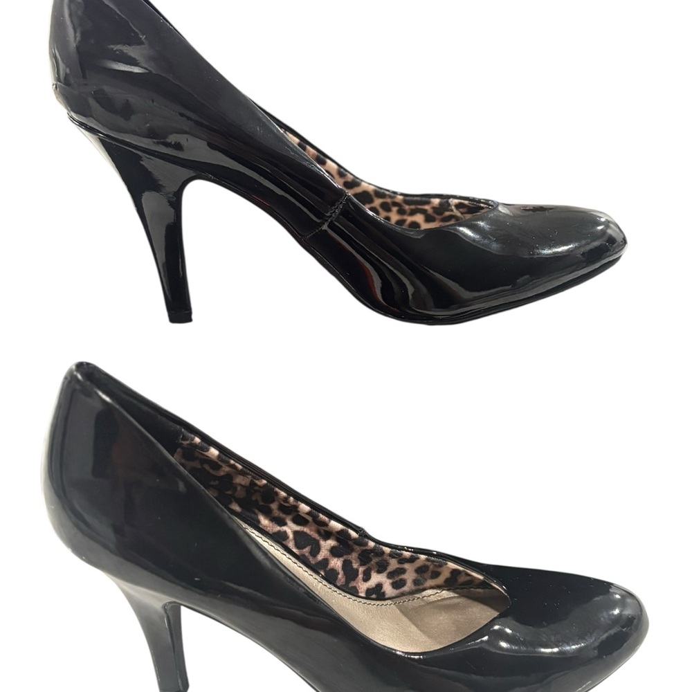 Fergalicious Fergie Women's Size 8 Heels Sammi Faux Black Leather Shoes Used